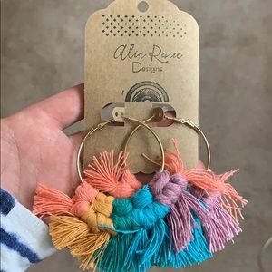 Rainbow fringe earrings